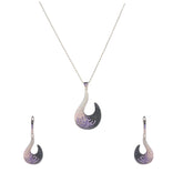 Silver Hook Shape Multi Color Cubic Zirconia Necklace